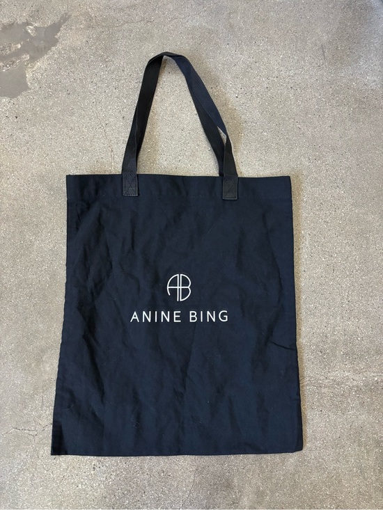 Anine Bing Handbags - Anine Bing Black Canvas Logo Tote Bag